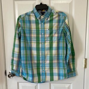 TOMMY HILFIGER BOYS LARGE (16/18) BUTTON DOWN SHIRT PLAID.